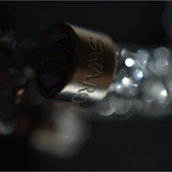 Swarovski Stamped Silver/Black Crystal Dust Wrap Bangle Bracelet - Picture 6 of 7